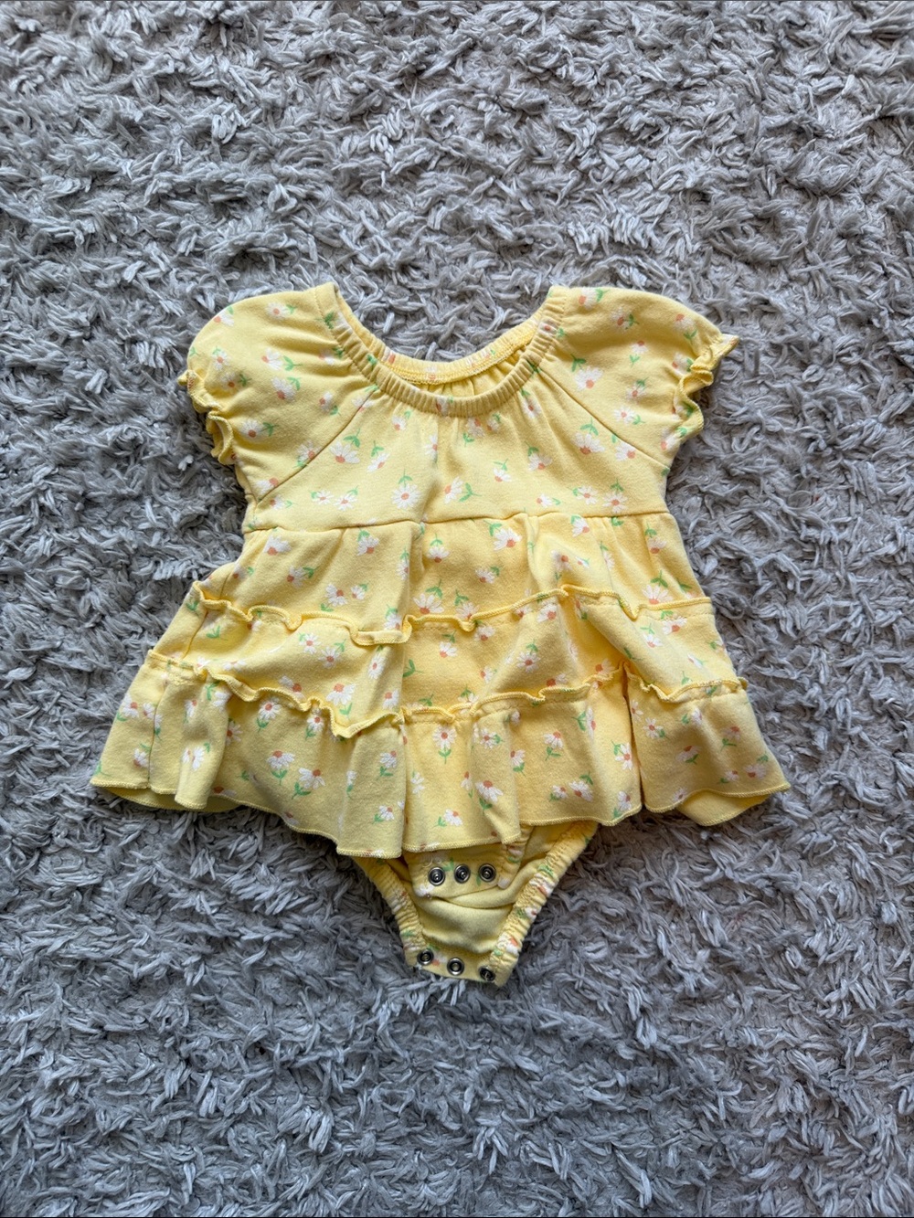 Yellow Floral Ruffle Baby Onesie